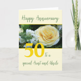 Customizable Anniversary Aunt & Uncle Yellow Rose Card