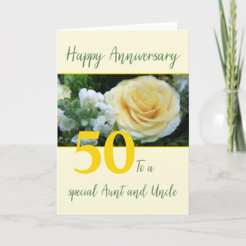 Customizable Anniversary Aunt  Uncle Yellow Rose Card