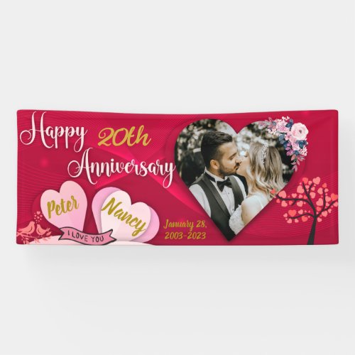 Customizable Anniversary banner with photo  Text