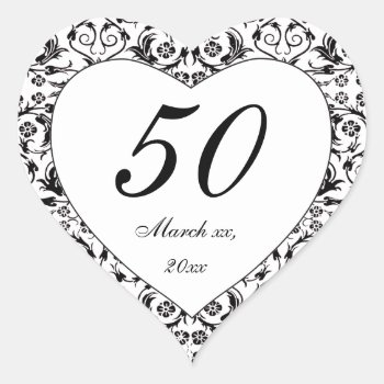 Customizable Anniversary Floral Heart Sticker by TimeEchoArt at Zazzle