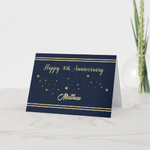 Customizable Anniversary Gold Glitter Stars Card