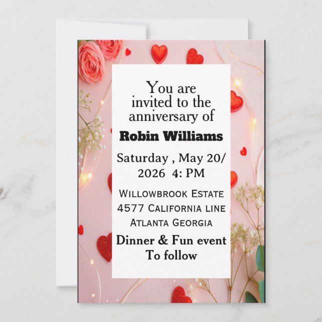 Customizable Anniversary Invitation | Editable  (Front)