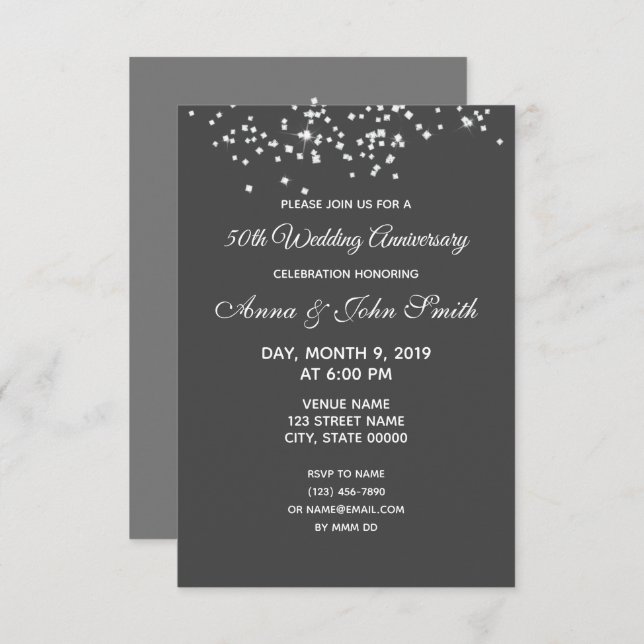 Customizable anniversary invitation rhinestones (Front/Back)
