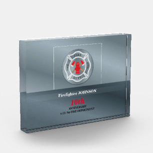 Customizable, Anniversary with Fire Department Acrylic Award