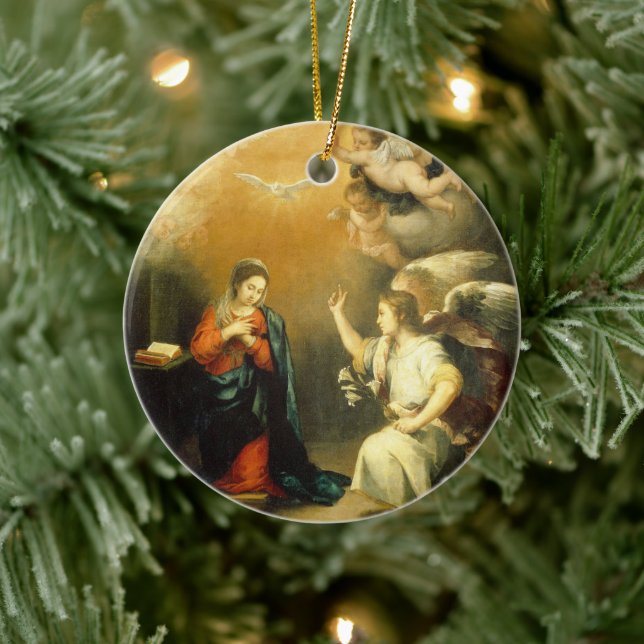 Customizable Annunciation  Ceramic Ornament (Tree)