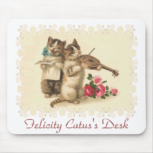 Customizable Anthropomorphic Musical Kittens Mouse Pad