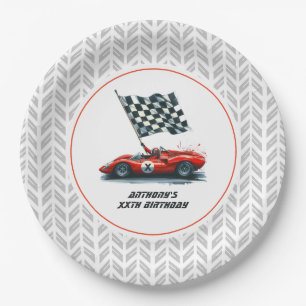 Customizable Any Age Race Car Birthday Party Paper Plates
