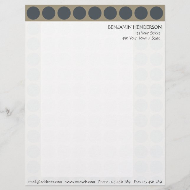 Customizable any Color Polka Dots Pattern on Latte Letterhead (Front)