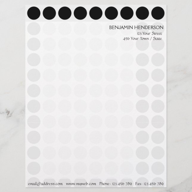 Customizable any Color Polka Dots Pattern on White Letterhead (Front)