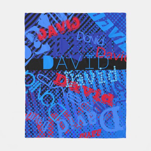 Customizable Any Name or Word  Blue Black  Red Fleece Blanket