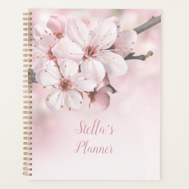 Customizable Apple Blossom Spiral Planner (Front)