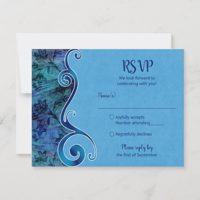 Customizable Aqua Blue RSVP Card (Front)