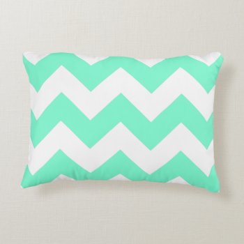 Customizable Aquamarine Zigzag Pattern Accent Pillow by cliffviewgraphics at Zazzle