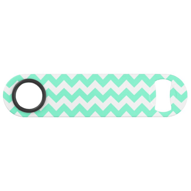 Customizable Aquamarine Zigzag Pattern Speed Bottle Opener (Back Horizontal)