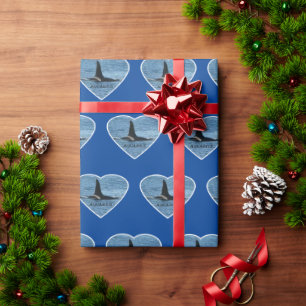 Customizable Aquarius Orca Killer Whale Navy Blue  Wrapping Paper