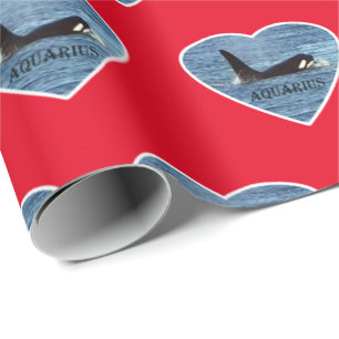 Customizable Aquarius Orca Killer Whale Red Wrapping Paper