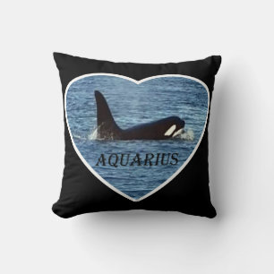 Customizable Aquarius Orca Killer Whale Throw Pillow