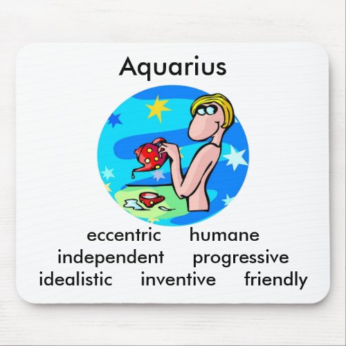 Customizable Aquarius traits Cute Cartoon Zodiac Mouse Pad