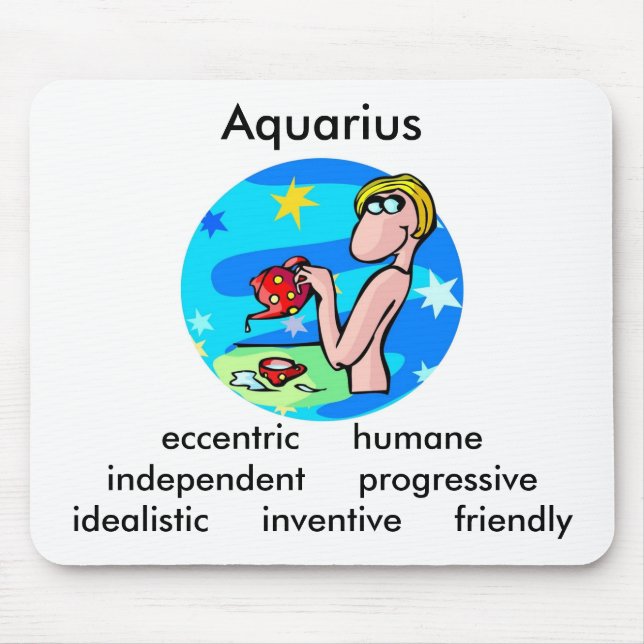 Customizable Aquarius traits Cute Cartoon Zodiac Mouse Pad (Front)