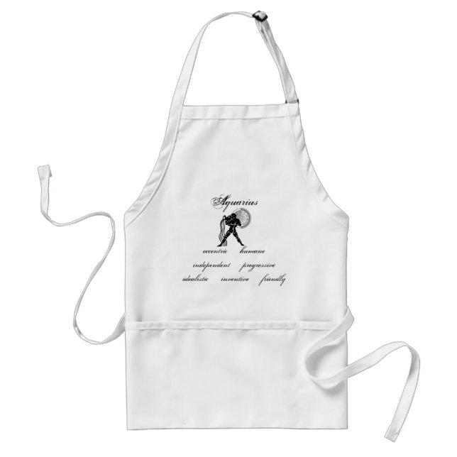 Customizable Aquarius traits Greek-style Zodiac Adult Apron (Front)