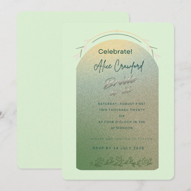 Customizable Arch Sparkle Wedding Brunch Card (Front/Back)