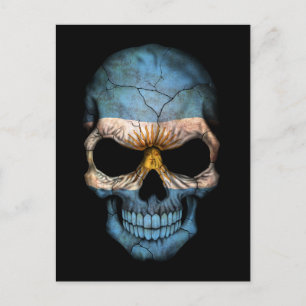 Customizable Argentine Flag Skull Postcard