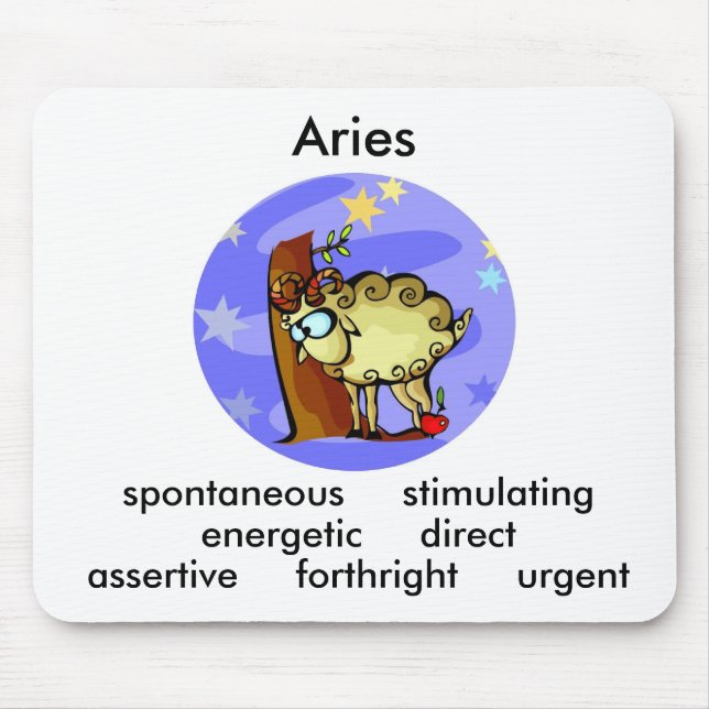 Customizable Aries traits Cute Cartoon Zodiac Mouse Pad (Front)