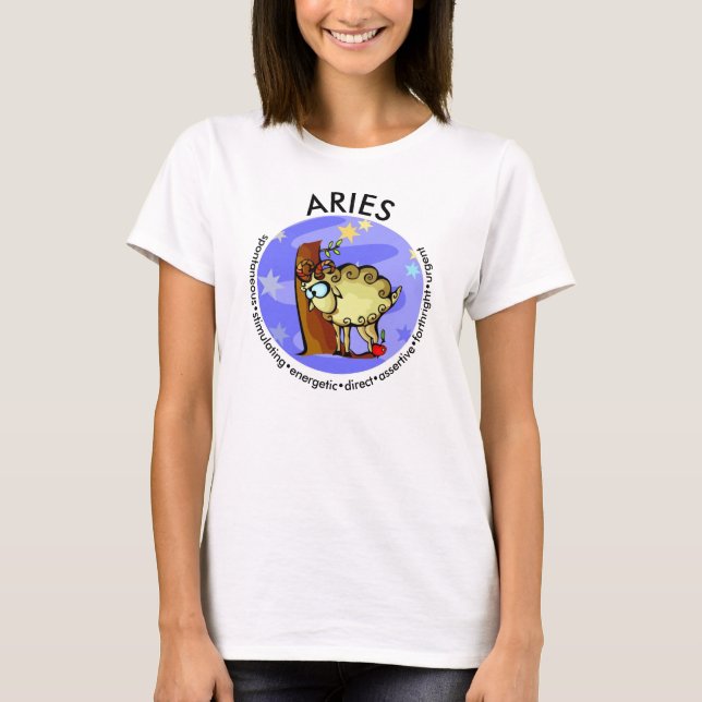 Customizable Aries traits Cute Cartoon Zodiac T-Shirt (Front)