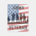 Customizable Army Veteran with Flag Fleece Blanket