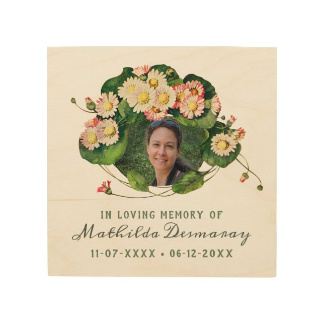 Customizable Art Nouveau Daisies In Loving Memory (Front)