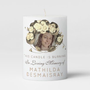 Customizable Art Nouveau Daisies In Loving Memory Pillar Candle