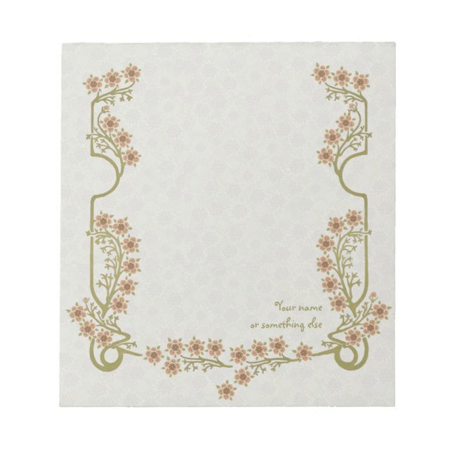 Customizable Art Nouveau flower frame CC0861 Notepad (Front)