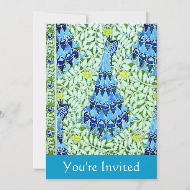 Customizable Art Nouveau Peacock Invitation (Front)