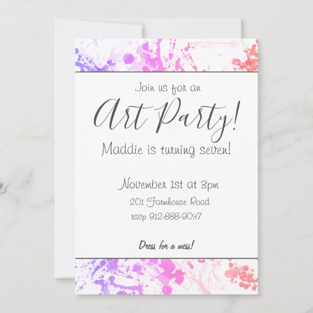 Customizable Art Party Invitation (Front)