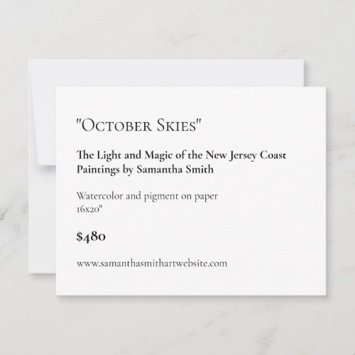 Customizable Art Show Display Cards Labels