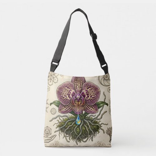 Customizable Artistic Orchid Floral Crossbody Bag