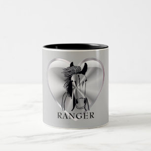 Customizable Artistic Silver Heart Horse Mug