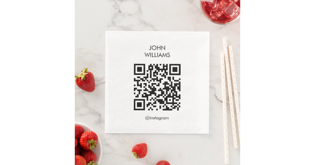 Customizable Artist's Exhibition Opening QR Code Paper Dinner Napkins ...