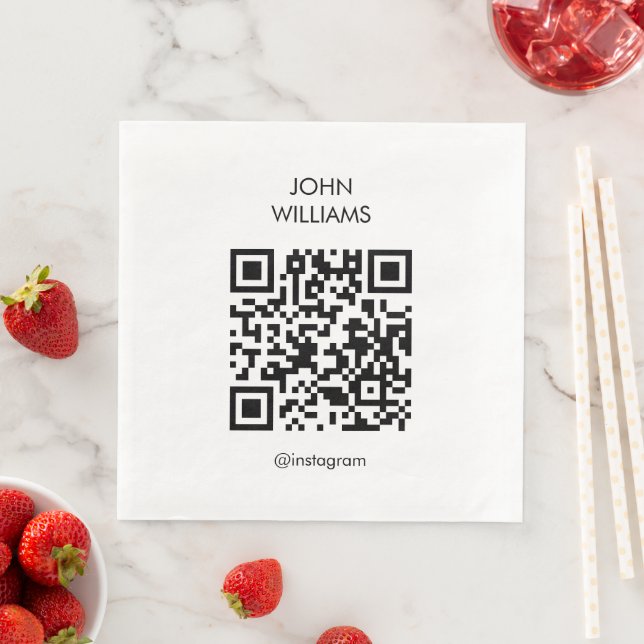 Customizable Artist's Exhibition Opening QR Code Paper Dinner Napkins (Insitu)