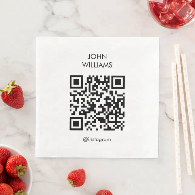 Customizable Artist's Exhibition Opening QR Code Paper Dinner Napkins ...