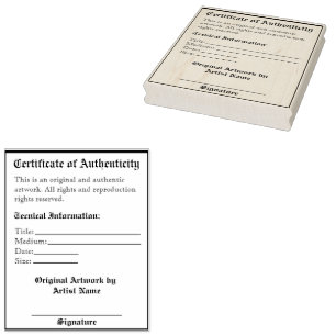 Customizable Artwork Authentication Print Rubber Stamp