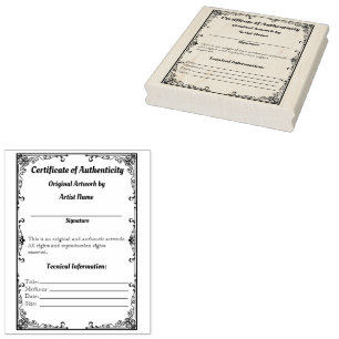 Customizable Artwork Authentication Print Vintage Rubber Stamp