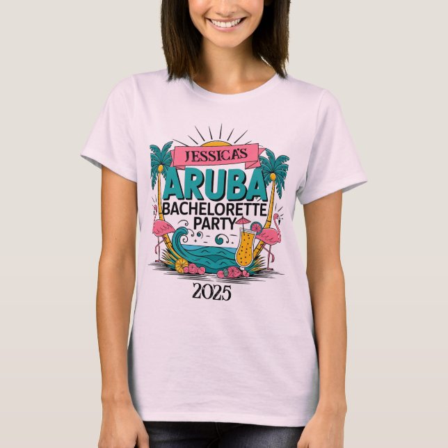 Customizable Aruba Bachelorette Party T-Shirt (Front)