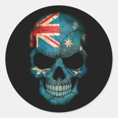 Customizable Australian Flag Skull Classic Round Sticker
