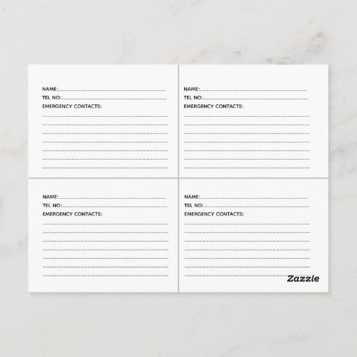Customizable AUTISM ALERT Cards x 4 per card Zazzle