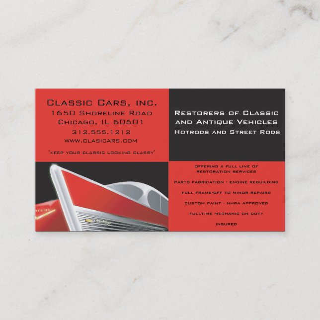 Customizable Auto Restoration/Repair Business Card (Front)