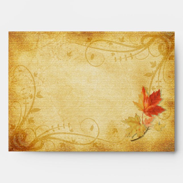 Customizable Autumn Leaves Wedding A-7 Envelope (Front)