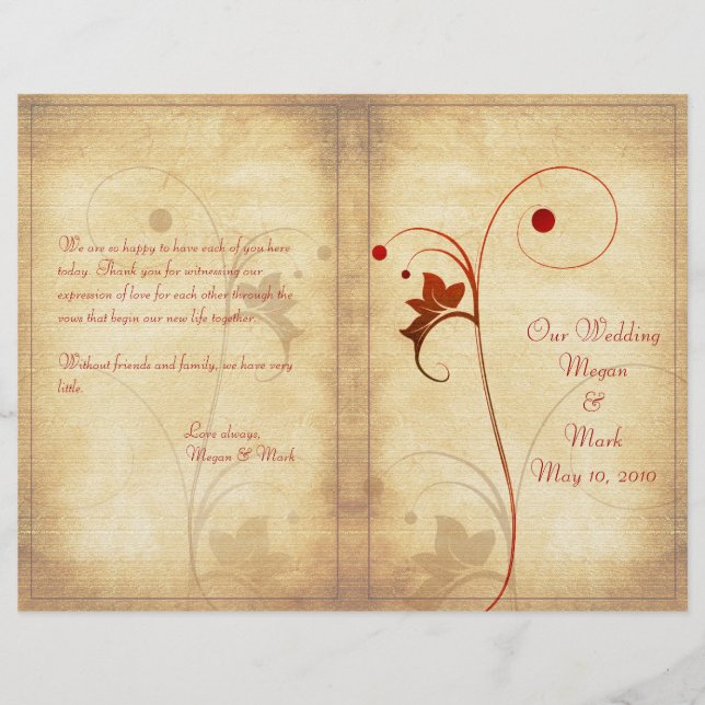Customizable Autumn Wedding Program (Front)