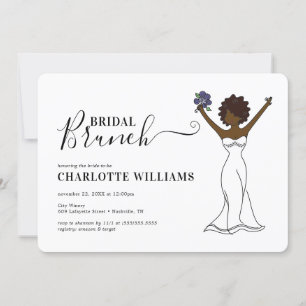 Customizable Avatar Bridal Brunch   Curly Hair Invitation
