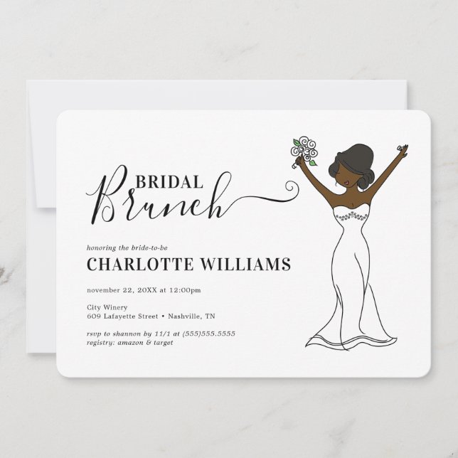 Customizable Avatar Bridal Brunch | Hair Up Invitation (Front)
